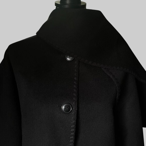 NEW Quince Double Faced Merino Wool Scarf Coat S Black - Picture 10 of 16